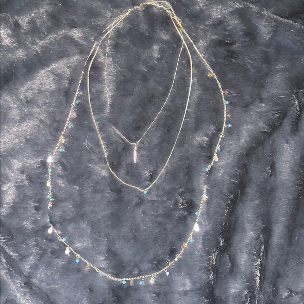 Faux turquoise layered necklace
